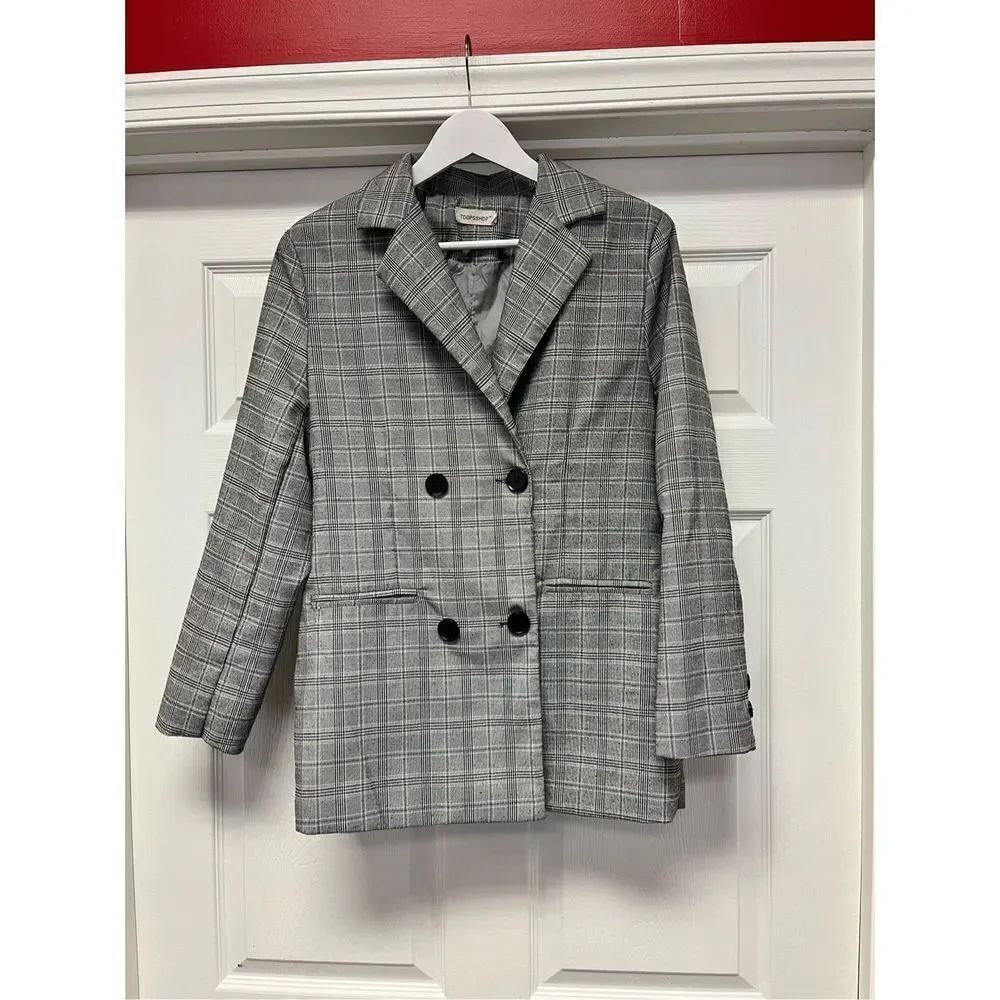 TDDPSSHDP Gray & Black Windowpane Washable Jacket Blazer sz L EUC